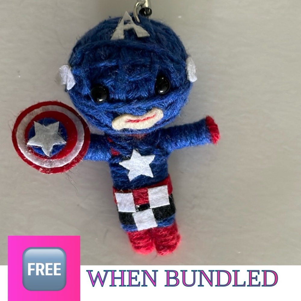 🆓 FREE WHEN BUNDLED Marvel CAPTAIN AMERICA String Voodoo Doll
